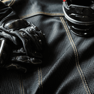 Safety gear such as riding pants, gloves, leather jackets, and helmets can help keep motorcycle drivers safe. 