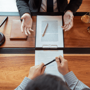 A legal document titled 'Wrongful Death Lawsuit' next to a scales of justice symbolizing justice for a fatal car accident.